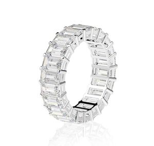 Bague en diamant de laboratoire taille émeraude éternité, bague de fiançailles en argent Sterling 925 pour femmes, bijoux cadeau 6258964