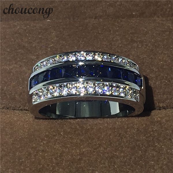 Bijoux de mode éternité bague homme pierre 5A Zircon Cz or blanc rempli fête fiançailles bague de mariage pour hommes