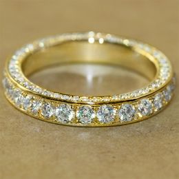 Anillo de dedo Eternity de 14 quilates de Color dorado AAAAA, anillos de compromiso con circonita para boda para mujeres y hombres, regalo de joyas para fiesta de cumpleaños