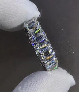 Eternity Full Emerald Cut Lab Lab Diamond Ring 925 STERLING Silver Bijou Engagement Bands de mariage Anneaux pour les femmes Bijoux de charme Men Men1697518