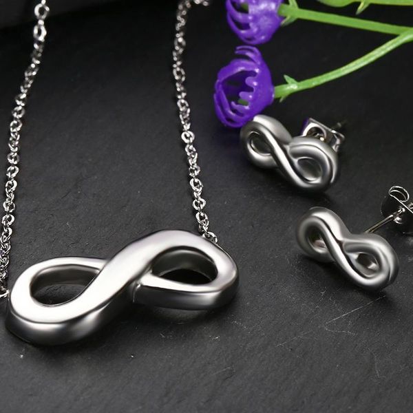 Eternidad Infinito Símbolo Encanto Collar Figura de acero inoxidable Ocho 8 Conjunto de joyas Amistad delicada Regalos para mejores amigos