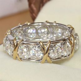 Eternity Jewelry Stone 5A Zircon pierre 10KT WhiteYellow Gold Filled Women Engagement Wedding Band Ring Sz 5-11251M