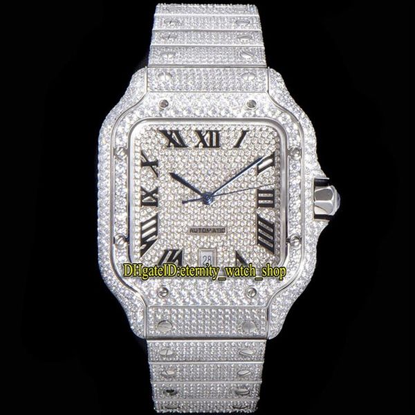 Montres de bijoux d'éternité 2021 TWF 4SA0005 Diamants pavés ETA A2824 Montre automatique pour hommes Entièrement glacé Cadran en diamant Commutateur rapide S303D