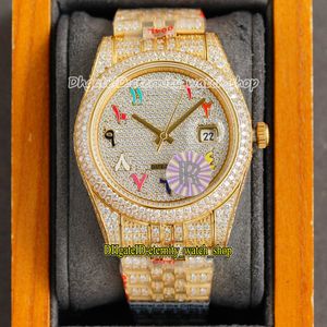 Eternity Sieraden Horloges RFF Laatste producten 126334 126300 126333 Rainbow Arab Diamonds Dial 2836 Automatische Iced Out Full Mens Watch 904L Steel Diamond Gold Case