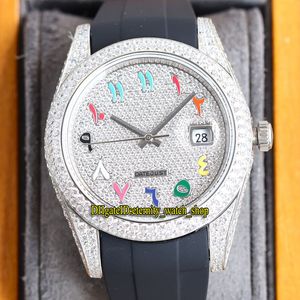 Eternity Jewelry Relojes RFF Últimos productos 126334 126234 126233 Rainbow Arab Diamonds Dial 3255 Automático Iced Out Full Reloj para hombre Caja de diamantes Correa de caucho