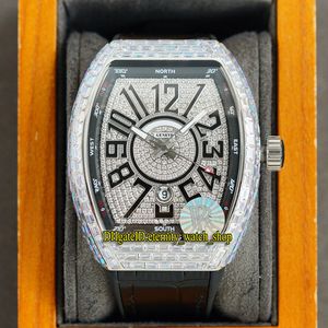Eternity Sieraden Horloges RRF V2 Upgrade Versie Vanguard V45 SC DT Japan Miyota 8215 Automatische Iced Out Mens Horloge Diamant Dial T-Diamonds Case Lederen Band