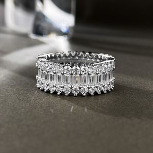 Eternity Lab Moissanite Diamond Ring 100% Real 925 Sterling Silver Party Wedding Band Ringen voor Vrouwen Mannen Engagement Sieraden