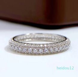 Eternity Micro Pave Moissanite Diamond Ring sterling zilveren trouwring ringen voor vrouwen mannen beloven sieraden
