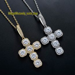 Eternity New Full Diamond Inlaid 87mm Hoge Super Large Cross Solid Hanger Hiphop Big Gesp Iced Out Diamond Mens Ketting Hip Hop Sieraden