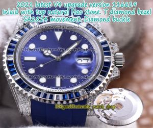 Eternity NF 2021 V4 Version de mise à niveau Incrustage 904L Steel ETA 2824 SA2824 Bleu automatique 116619 MENSE MONTRE ICED OUT DIAMONDS WA9411726