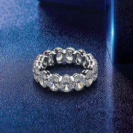 Bague en diamant Moissanite de coupe ovale d'éternité 100% originale en argent sterling 925, bagues de fiançailles pour femmes, bijoux cadeau Y278m