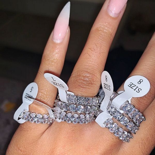 Eternity Promise Finger Ring 925 Sterling Silver Diamond cz Engagement Wedding Band Anneaux Pour Femmes Soirée Bijoux