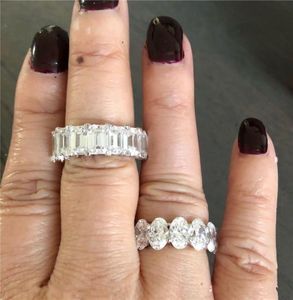 Eternity Promise Ring 925 Sterling Silver Emerald Cut 5A CZ Engagement Bands de mariage Anneaux pour femmes bijoux de mode nuptiale7288725