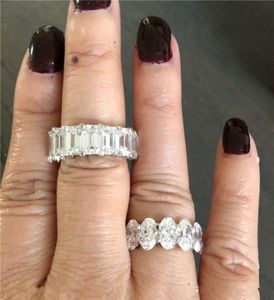 Eternity Promise Ring 925 Sterling Silver Emerald Cut 5A CZ Engagement Bands de mariage Anneaux pour femmes bijoux de mode nuptiale6190886
