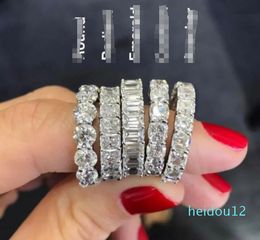 Anillo de promesa de eternidad, anillos de compromiso de plata con piedra de diamante, anillos de boda para mujeres y hombres, joyería