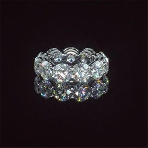 Eeuwigheid Ronde gesneden 4 mm/6 mm lab diamant belofte ring 925 sterling zilveren verloving trouwringen voor vrouwen bruidsjuwelen