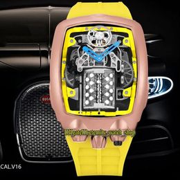 eternity Orologi sportivi Ultimi prodotti Quadrante con motore a 16 cilindri super funzionante EPIC X CHRONO CAL V16 Orologio automatico da uomo in oro rosa 243t