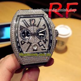 eeuwigheid Sport Horloges RF V2 versie HEREN COLLECTIE V 45 Japan Miyota Quartz Chronograaf Uurwerk Iced Out Gypsophila Diamo318t