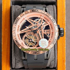 Eternity Sport Horloges RRF Hoge kwaliteit 0479 Skeleton Dial Mechanisch Handopwindbaar Herenhorloge 316L Roestvrij Rose Gouden Kast Rubber252K