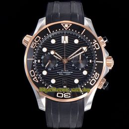 Eeuwigheid Stopwatch horloges OMF Nieuwste 9900 chronograaf automatische zwarte wijzerplaat keramische bezel 44 mm heren Watch Diver 300m 210 22 44 51 275J