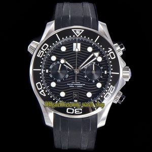 eeuwigheid stopwatch horloges OMF nieuwste 9900 chronograaf automatische zwarte wijzerplaat keramische bezel 44MM herenhorloge duiker 300M 210 32 44 51 197O