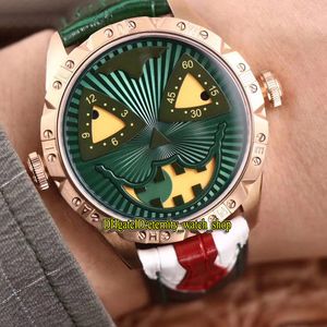 Eternity Horloges TWF V4 Nieuwste upgrade Konstantin Chaykin Moon Phase Joker Green Pumpkin Dial Japan NH35A Automatic Mens Horloge 18K Rose Gold Steel Case Lederen Band