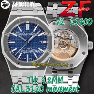 Eternity Horloges ZFT V2 Nieuwste upgrade versie 41mm 15400 Blue Texture Dial Cal.3120 ZF3120 Automatische Herenhorloge Sapphire 904L stalen case roestvrij armband 001003