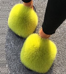 Ethel Anderson Women039s Real Furry Fur Designer Slides Raccoon Flip Flops Femme Fluffy Slippers Outdoor Footwear Shoes Q05081130053