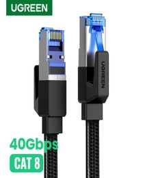 Ethernetkabel CAT8 40Gbps 2000MHz CAT 8 Netwerken Katoen Gevlochten Internet Lan-snoer voor Laptops PS 4 Router RJ45-kabel5925455