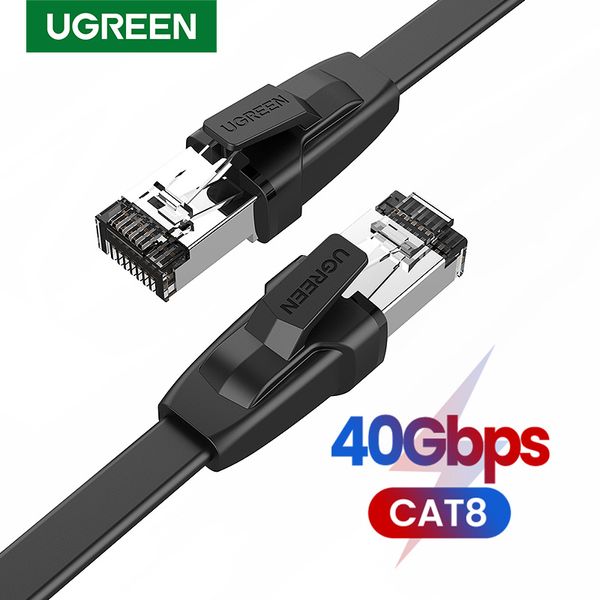 Cable Ethernet Cat8, Cable de red plano de 40Gbps, Cat8 U/FTP de alta velocidad para enrutador de PC portátil, Cable de conexión Lan PS 4, RJ45