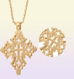 Ethiopië Kruisketting voor vrouwen mannen goud kleur ethiopische sieraden Afrikaans etnisch geschenk8669184