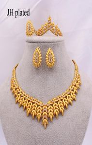Ensembles de bijoux en Éthiopie pour femmes collier d'oreilles Gold Collier Bracelet Ring Dubaï Africain Indian Bridal Wedding Set Gifts Collares 2011305172624