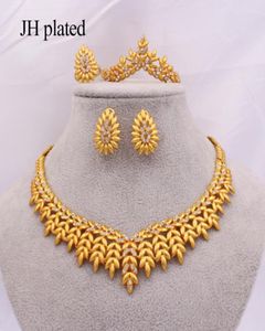 Ensembles de bijoux en Éthiopie pour femmes collier d'oreilles Gold Collier Bracelet Ring Dubaï Africain Indian Bridal Wedding Set Gifts Collares 2011305220240