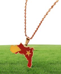 Éthiopie Tigray Région Carte Flag Pendant Colliers Bijoux africain pour femmes Men8086228