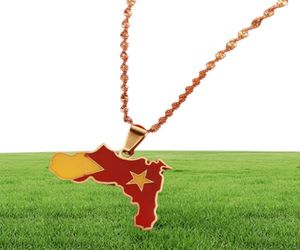 Ethiopië Tigray regio kaartvlag hanger kettingen Afrikaanse sieraden voor vrouwen Men5638079