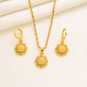 Ethiopian Fine Solid Gold Pendant Collier Bijoux de boucles d'oreille Ensemble de bijoux africain Round Cadeaux arabes érythréens