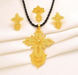 Conjuntos de joyería de oro etíope Collar de arete del colgante de monedas de 24k dubai Regalos para mujeres African Eritrea Boda Bridal Set7841013