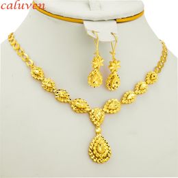 Ethiopische sieraden Goudkleursets voor Bruid Arab Africa Gifts For Women Wedding Necklace/Earrings 2012222222