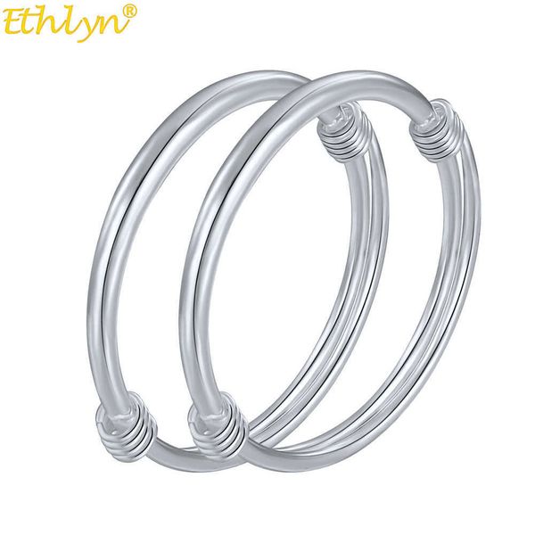 Ethlyn 2 unids/lote redondo clásico liso brillante brazaletes pulseras para bebé/niñas/niños pulsera regalos de cumpleaños tobillera joyería My32 Q0717