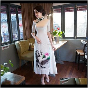 Vêtements ethniques Drop Delivery 2021 Shanghai Story Vietnam Aodai Vêtements traditionnels Chine Qipao Robe longue chinoise Cheongsam moderne Lm5C # Cfq