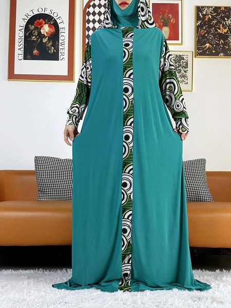 Ropa étnica 1 pieza Musulmana de oración Kaftan Vestido con capucha Turquía-Africana Maxi Robe con Hijab Dubai Árabe Abaya Islam Ramadán