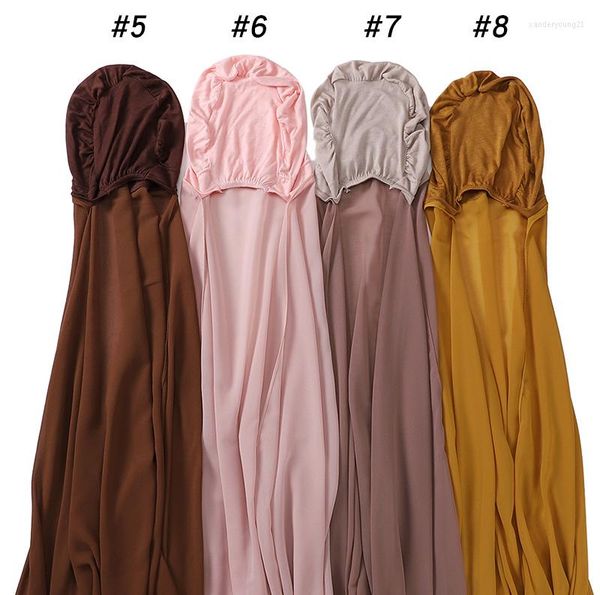 Vêtements ethniques 10 pièces Islam écharpe avec casquettes Stretch Hijab mousseline de soie instantanée maillot intérieur sous-écharpe casquette foulard Turbante