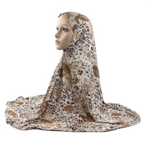 Ropa étnica 10 unids Mujeres musulmanas Niñas Hijab Bufanda islámica Mujer Amira Cap Cubierta completa Headwear Soft Stretch Leopard Pattern al por mayor