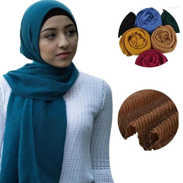 Vêtements ethniques 10pcs Set Viscose Fashion Hijabs Hijabs Femme Musulman Écharpe plissée Foulard ChevEux Echarpe Wholesale