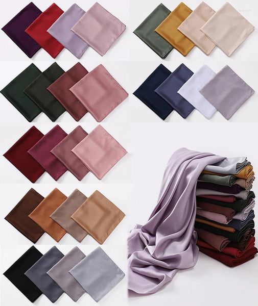 Vêtements ethniques 10pcs carré satin hijab premium en gros écharpe malaisie châle plaine enveloppes musulmanes doux turban bandeau foulard