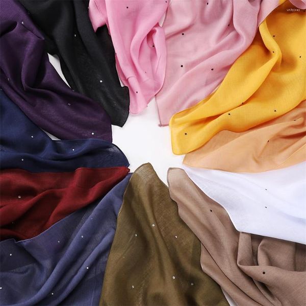 Vêtements ethniques 110x110cm carré coton hijab écharpe femmes musulmanes couleur unie châles et enveloppes bandeau tête douce islamique pashmina foulards