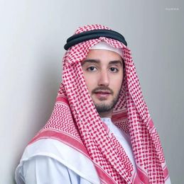 Etnische Kleding 140 Cm Arabische Mannen Rode Geruite Hoofddoek Hoed Tulband En Cirkel Moslim Hoofdband Dubai Saudi Keffiyeh