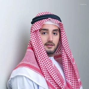 Vêtements ethniques 140cm Arabe Hommes Rouge Plaid Foulard Chapeau Turban Et Cercle Musulman Bandeau Dubaï Arabie Keffiyeh