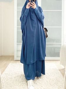 Vêtements ethniques 15 couleurs à capuche femmes musulmanes Hijab robe vêtement de prière Jilbab Abaya longue Khimar Ramadan robe Abayas jupe ensembles vêtements islamiques 230529