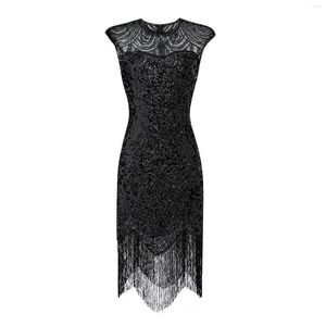 Vêtements ethniques années 1920 glands robe perlée robe à paillettes nuit fête Vintage clapet femmes femmes haut bas bal